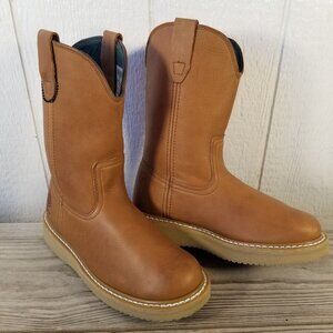 Georgia Wedge Work Wellington Mens Tan Leather Cowboy Western Boots 7.5 W G5153